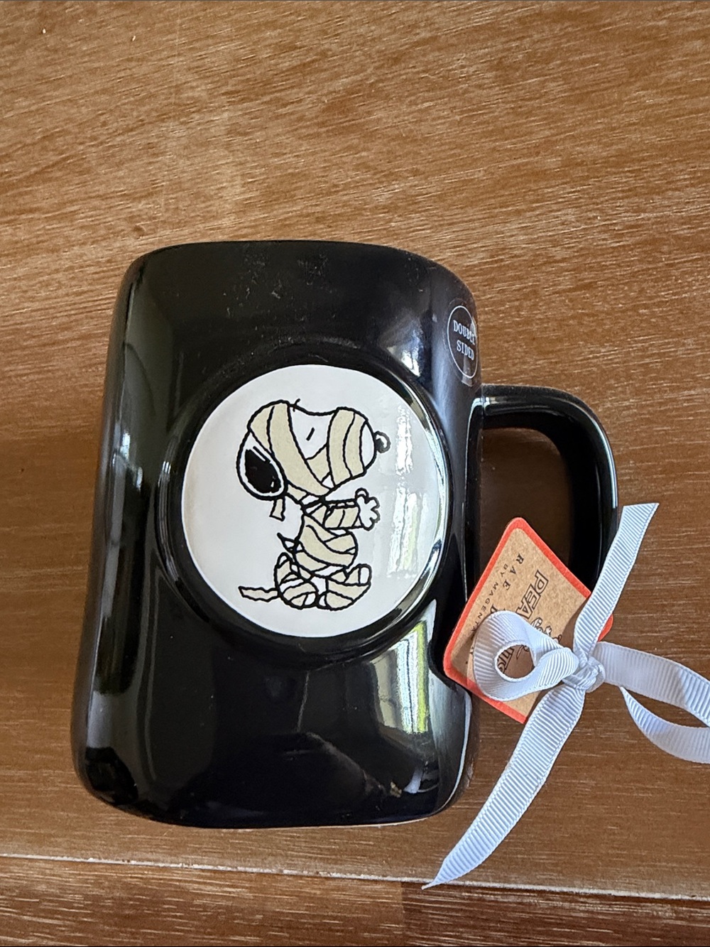 Rae Dunn Black and Cream Peanuts Ceramic Mug